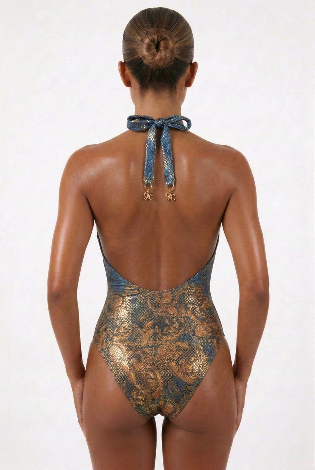 Baroc Queen-Baroc/Denim V-Neck Swimsuit