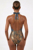 Baroc Queen-Baroc/Denim V-Neck Swimsuit