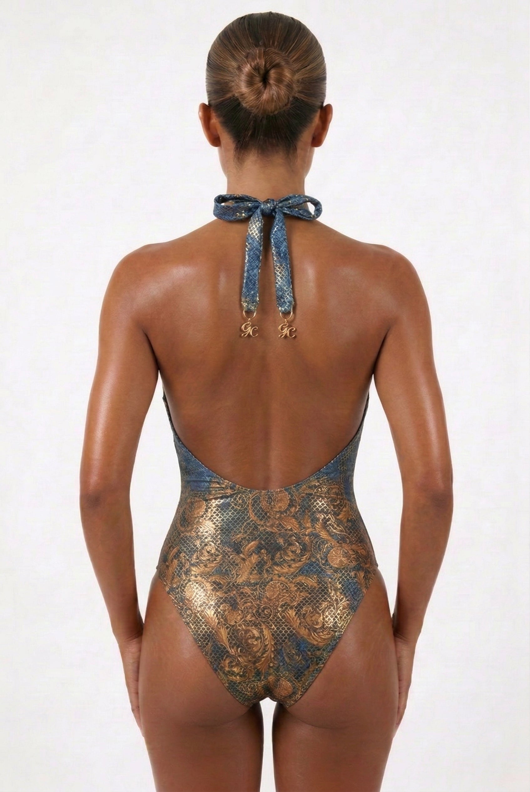 Baroc Queen - Baroc/Denim V-Neck Swimsuit