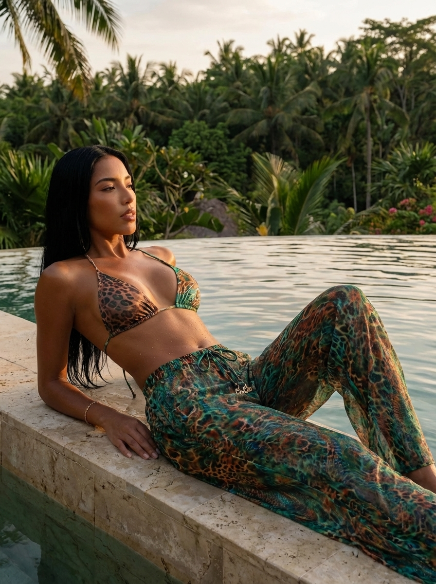 Jungle Fever-Emerald/Leopard-Beach Pants